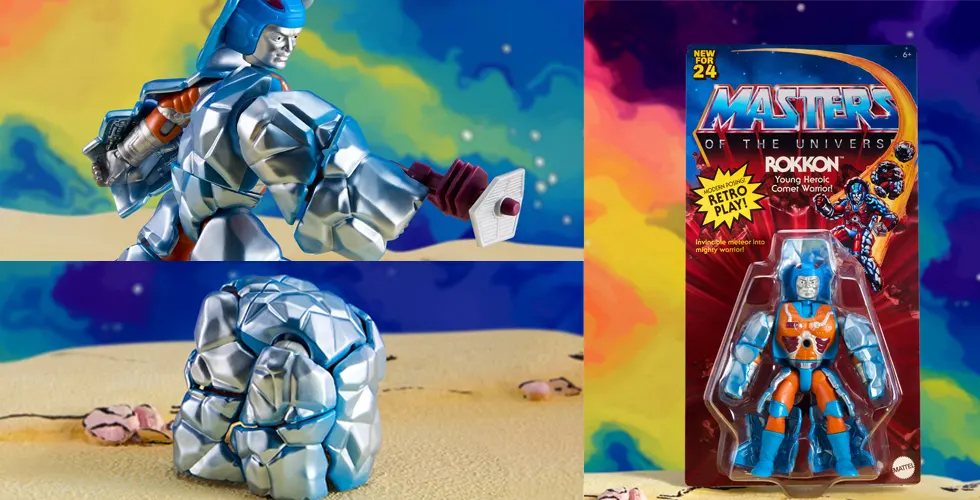 Masters Of The Universe Origins – Rokkon Action Figure 14 Cm – Mattel Creation – Si Trasforma In Roccia, Con Pistola