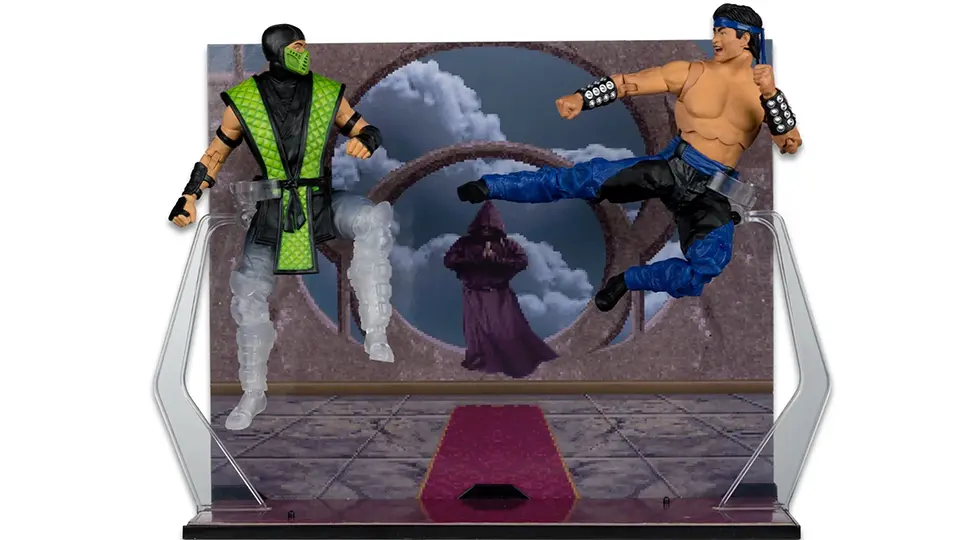 A First Look at the Mortal Kombat Klassic Raiden & Liu Kang vs Reptile Figures 8 McFarlane is giving you the ability to stage mid-air clashes
