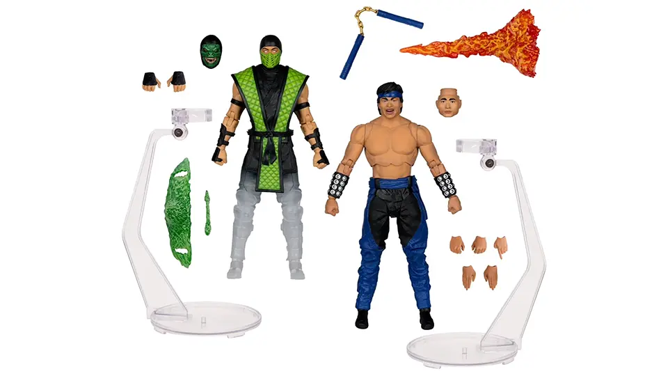 A First Look at the Mortal Kombat Klassic Raiden & Liu Kang vs Reptile Figures 7 Liu Kang vs Reptile 2 pack