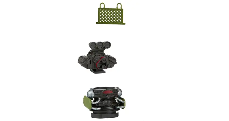 Sabretooth includes three Bonebreaker parts, the waist section, motor assembly, and rear cage panel