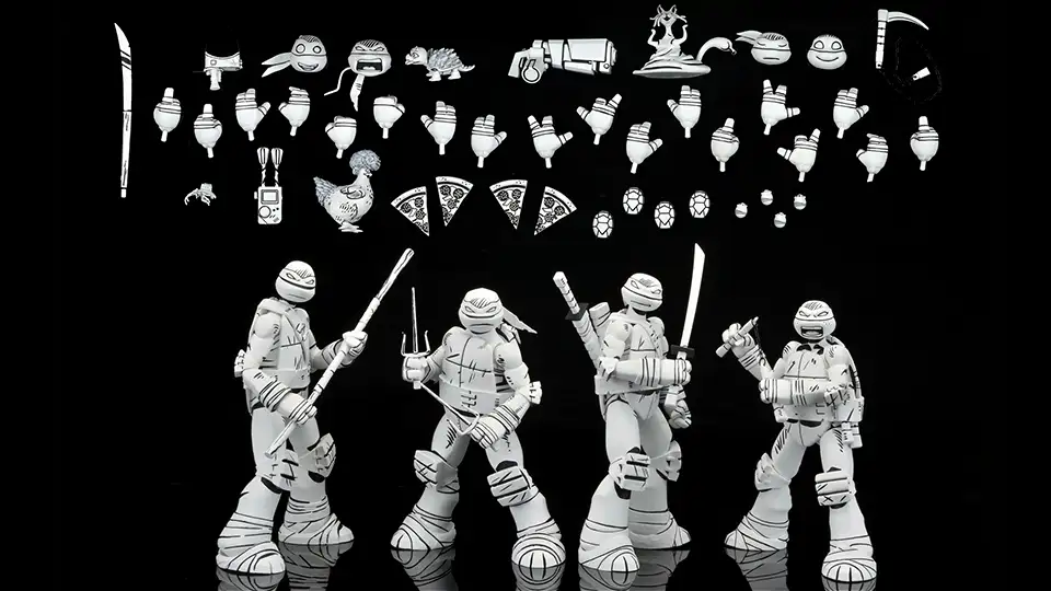 neca tmnt 2012 sketch turtles 4-pack