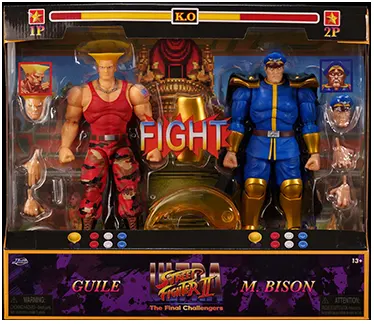Guile Vs Bison 14 Jada Ultra Street Fighter II-Versus Twin Pack bison guile box