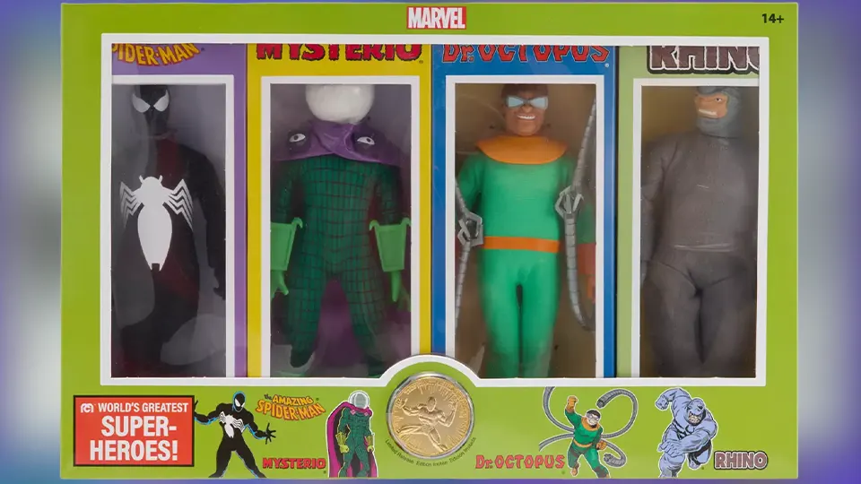 Mego Spider-Man 8 Inch Action Figure Set 2 Brings Back Four Marvel Classics 2 mego spider-man 8 inch action figure set 2