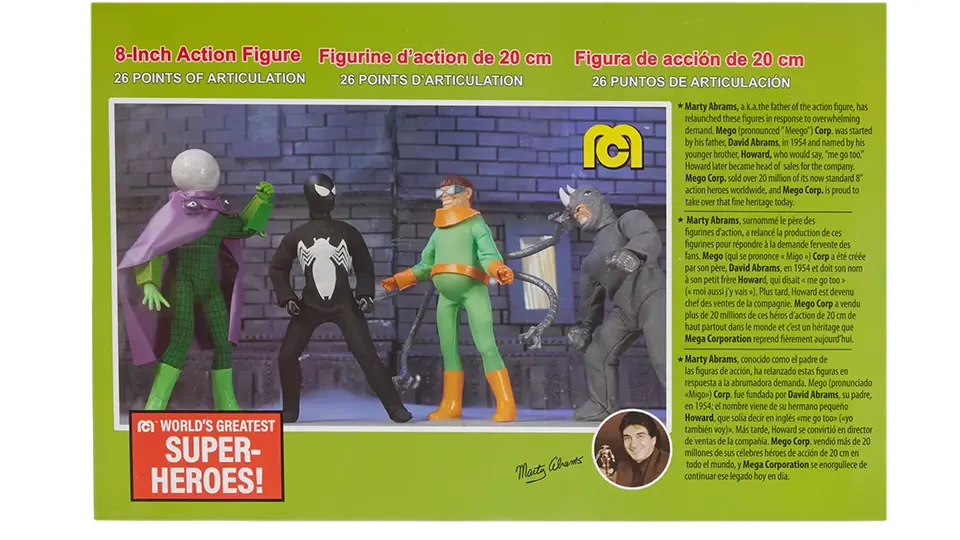 Mego Spider-Man 8 Inch Action Figure Set 2 Brings Back Four Marvel Classics 9 mego spider-man set 2